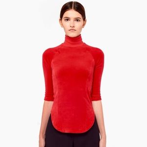 VETEMENTS X JUICY COUTURE RUNWAY red velour turtleneck top